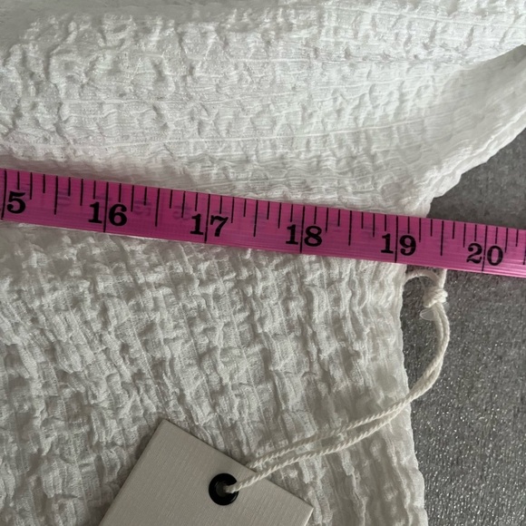 [M]Dex Women's White Textured Babydoll Tassels Mid Sleeve Top Polyester - Picture 3 of 7